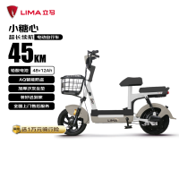 移动端、京东百亿补贴：立马电动车 立马小糖心电动自行车铅酸电池48V12Ah上班代步新国标电瓶车欢乐豆小锦鲤 莫奈棕