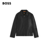 【羊皮革】BOSS博斯 男士25年冬季皮革衬衫式皮衣夹克 001-黑色 48