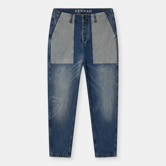 DENHAM 男复古工装口袋撞色拼接做旧宽松牛仔裤 UDH1190411014