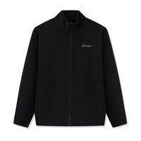 361运动男装2025秋季针织加绒运动外套男立领摇粒绒保暖夹克 超级黑 S