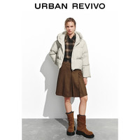 UR2025冬季女装休闲双拉链连帽宽松羽绒服UYY150058 米白 XS