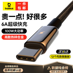 倍思 钨金系列 Type-C 66W 数据线 编织 2m 黑色