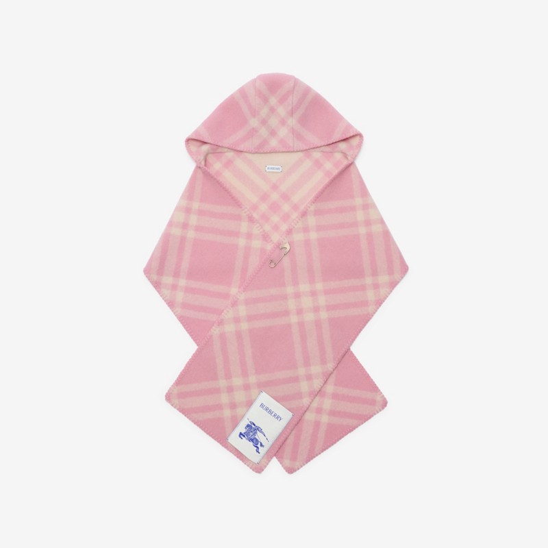 BURBERRY| 格纹羊毛连帽围巾 多色 蜜糖粉 81141361