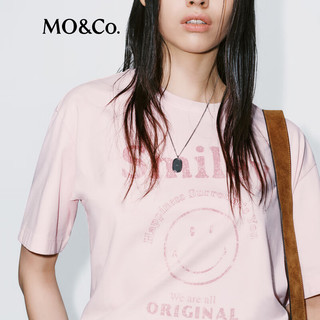  MO&Co./摩安珂 抗菌防螨 女士T恤  雾粉色 S