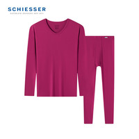 舒雅(Schiesser)男士舒美棉3A抗菌V领长袖长裤保暖秋衣秋裤套装E5/23919W 深红 L