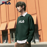 FILA 斐乐款套头卫衣25秋冬季休闲宽松长袖加绒保暖上衣 旷野绿-GN S 165/88A/S