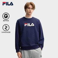 FILA 斐乐款套头卫衣25秋冬季休闲宽松长袖加绒保暖上衣 中世纪蓝-DB S 165/88A/S