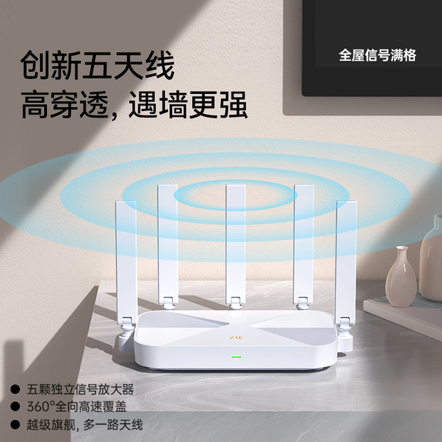 中兴 AX3000 巡天版 双频3000M 家用千兆Mesh无线路由器 Wi-Fi 6 单个装 白色