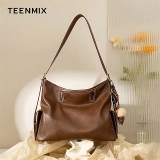 PLUS会员：TEENMIX 天美意 牛皮托特包 大号（可放14寸平板电脑）