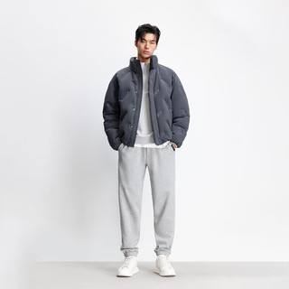 杰克·琼斯（JACK&JONES）男装25年冬季潮流立领保暖压胶外套宽松短款休闲鸭绒男士羽绒服 珍珠黑E39 11月4日 2XL 190