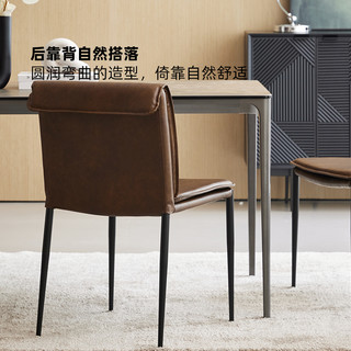 轻奢现代PU皮餐椅家用设计师餐厅靠背椅都市复古仿真皮休闲餐桌椅