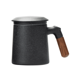 pinztea 茶水分离陶瓷泡茶杯 2件装 黑灰色