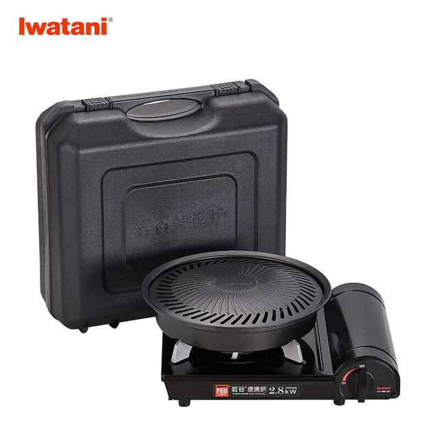 Iwatani 岩谷 卡式炉套装 烧烤炉具露营ZB-19M卡式炉+ZK-05烤盘+炉具收纳箱