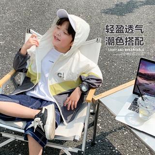 左西 男童外套夏季透气儿童皮肤衣连帽空调防护服户外春秋男孩中大童装