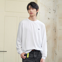 gxgjeans 清仓！美式刺绣圆领套头长袖T恤 白色