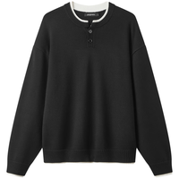 gxg.jeans男装* 多色假两件宽松基础亨利领毛衣线衫男 25秋新品 深灰色 S (165)