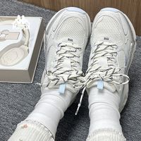 Kappa卡帕女鞋超轻薄防臭运动跑鞋2025秋季薄款百搭厚底老爹鞋潮