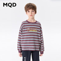 马骑顿（MQD）童装男大童24春学院风卡通条纹圆领卫衣 深紫 140