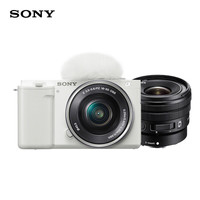 索尼 SONY ZV-E10L 微单相机+10-20mm F4双镜头套装 美肤拍照 颜值机身 精准对焦 白色