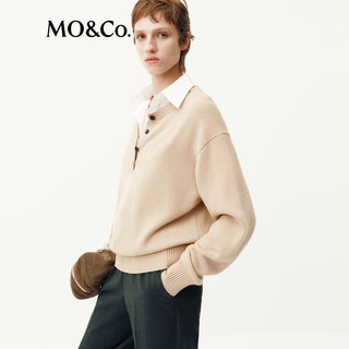 MO&Co.【C+系列】针织衫假两件2025冬可拆卸衬衫假领轻暖MBE4SWT020 驼杏色 XS /155