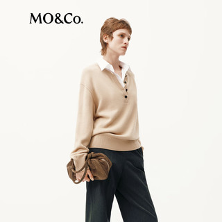 MO&Co.【C+系列】针织衫假两件2025冬可拆卸衬衫假领轻暖MBE4SWT020 驼杏色 XS /155