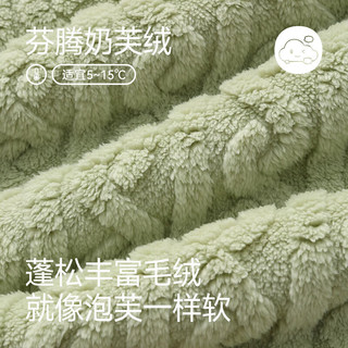 芬腾珊瑚绒睡衣女秋冬加厚保暖加绒休闲大码宽松可爱套头家居服套装 草绿 M