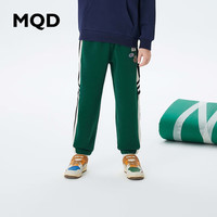 MQD童装男大童冬款潮酷休闲运动加绒针织裤 墨绿色 120