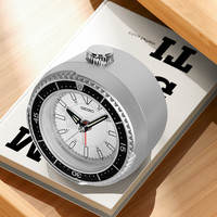 国家补贴、今日必买：SEIKO 日本精工时钟2024水鬼系列夜灯夜光桌面钟表儿童计时标记闹钟 银白色 QHE207S