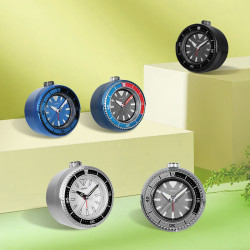 SEIKO 日本精工时钟2024水鬼系列夜灯夜光桌面钟表儿童计时标记闹钟 银白色 QHE207S
