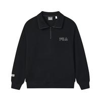 FILA斐乐半开襟男女同款卫衣2025秋季华夫格翻领女上衣