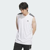 阿迪达斯 (adidas)男女同款条纹运动休闲圆领速干跑步背心健身无袖马甲运动背心 KE5907