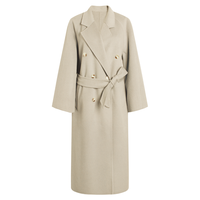 对白宽松复古100%羊毛双面呢大衣女冬季新款卡其色纹理感保暖外套 燕麦色