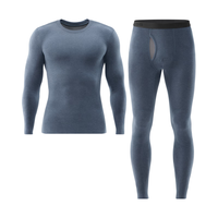蕉内热皮503+++保暖内衣男女士7A抗菌秋衣秋裤套装加绒加厚冬季打底衫 【男士】蓝花灰 2XL