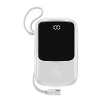 倍思Q电 自带线充电宝10000毫安时 支持苹果线3A双向快充超薄小巧 适用苹果14/13华为小米安卓手机白 白色【自带Type-C便携快充线】