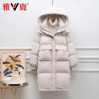 雅鹿2025新款羽绒服女中长款连帽过膝保暖加厚冬季时尚大码女士外套潮