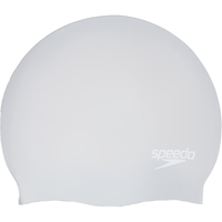 速比涛（Speedo）加大泳帽防水护耳长发适用成人硅胶泳帽 银色、白色