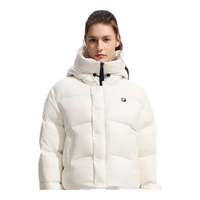 FILA女士羽绒服运动宽松保暖RGB多彩羽绒连帽外套 云菇白 M 165/84A