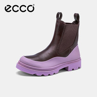 爱步(ECCO)切尔西靴女 女士百搭厚底增高牛皮靴 革新214793 HL 薰衣草紫/雾红色 35