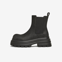 他她(TATA)厚底加绒切尔西靴女靴棕色弹力瘦瘦靴 CYS01DD4 黑色 35