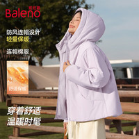 班尼路外套女装棉服女冬季新款防风保暖设计上衣服时尚潮流中长款棉衣4 米白#纯色 M
