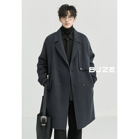 伯爵卓尔定织双面呢全羊毛大衣100%男中长款外套 P441868 漆黑 M