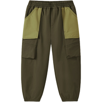 马骑顿（MQD）男童户外露营登山大口袋拼接工装裤休闲裤 军绿 140
