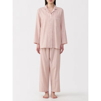 MUJI 無印良品 无印良品（MUJI）女式 无侧缝双层纱织 睡衣 家居服套装  粉红色条纹5A M