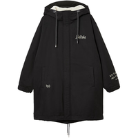 杰克·琼斯(JACK&JONES)男装春秋时尚休闲潮百搭棉衣宽松中长款连帽棉服外套男 E40黑色 L 180