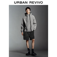 UR2025秋季男装潮流休闲双拉链超宽松罩衫衬衫UMV250065 暖灰 M