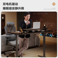 国家补贴：乐歌 电动升降桌电脑桌双电机站立办公家用书桌ES2/1.4m灰胡桃木色套装 ES2灰腿|环保生态板|灰木纹色