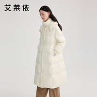 艾莱依（ERAL）女士羽绒服可脱卸帽长款羽绒服腰部可调节抽绳显瘦修身鸭绒