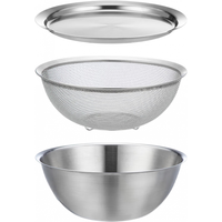霜山套娃盆304不锈钢厨房备菜盆沥水篮洗菜盆打蛋和面沥水滤油网 6件套装