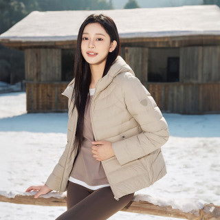 坦博尔小个子羽绒服女连帽轻薄舒适短款修身轻便冬季外套TBF310218D 椰奶咖 M (165)