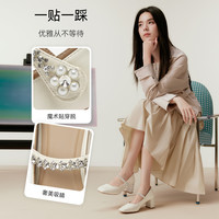 百思图珍珠钻带玛丽珍鞋高跟鞋浅口女单鞋W0753CQ5